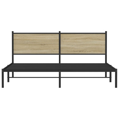 Bedframe met hoofdbord metaal sonoma eikenkleurig 183x213 cm