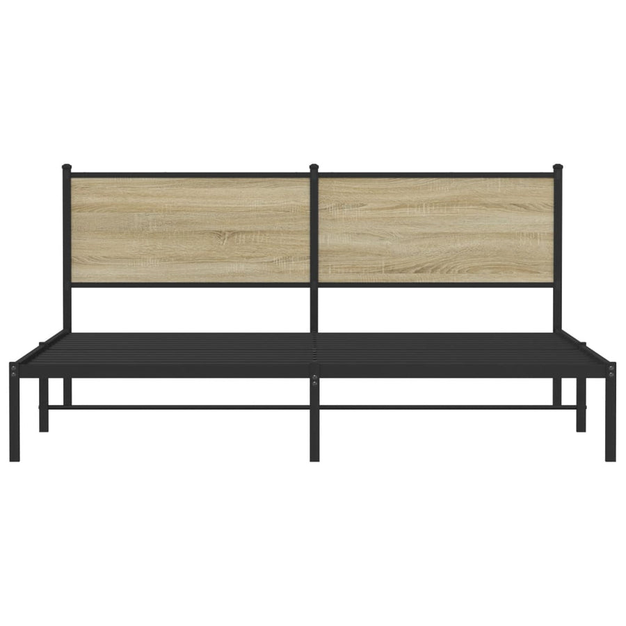 Bedframe met hoofdbord metaal sonoma eikenkleurig 183x213 cm