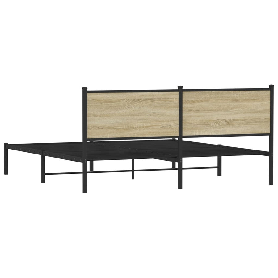 Bedframe met hoofdbord metaal sonoma eikenkleurig 183x213 cm