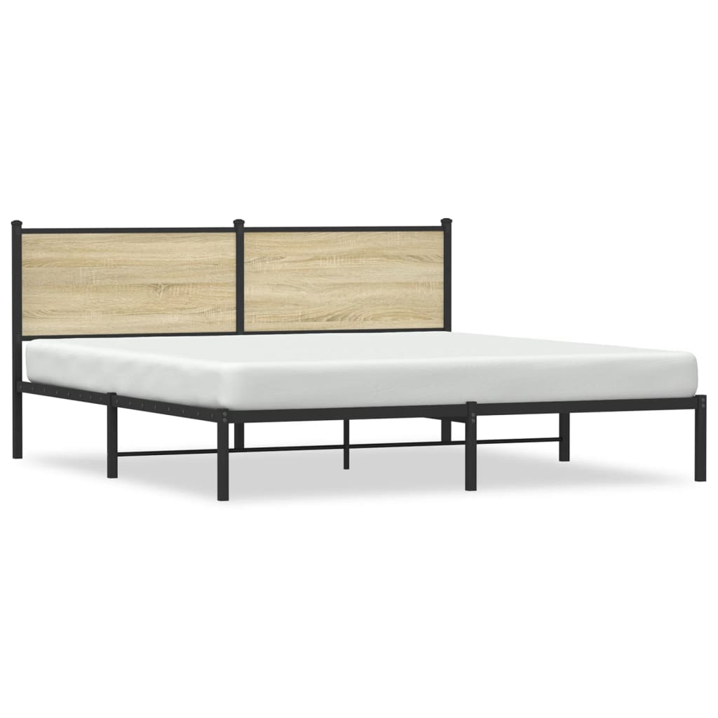 Bedframe met hoofdbord metaal sonoma eikenkleurig 183x213 cm