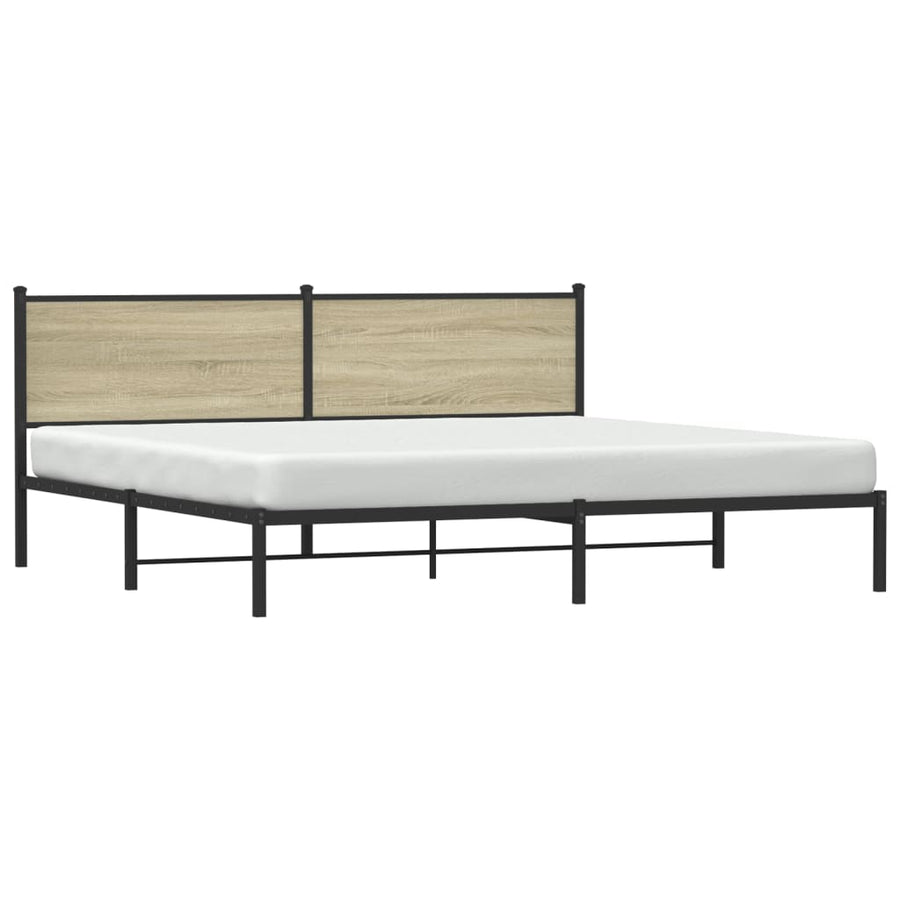 Bedframe met hoofdbord metaal sonoma eikenkleurig 193x203 cm