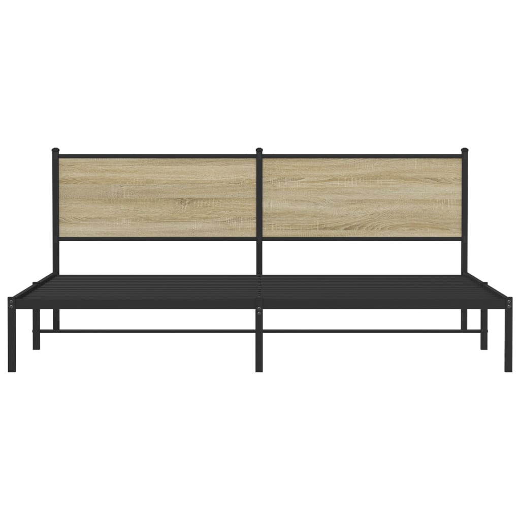 Bedframe met hoofdbord metaal sonoma eikenkleurig 193x203 cm