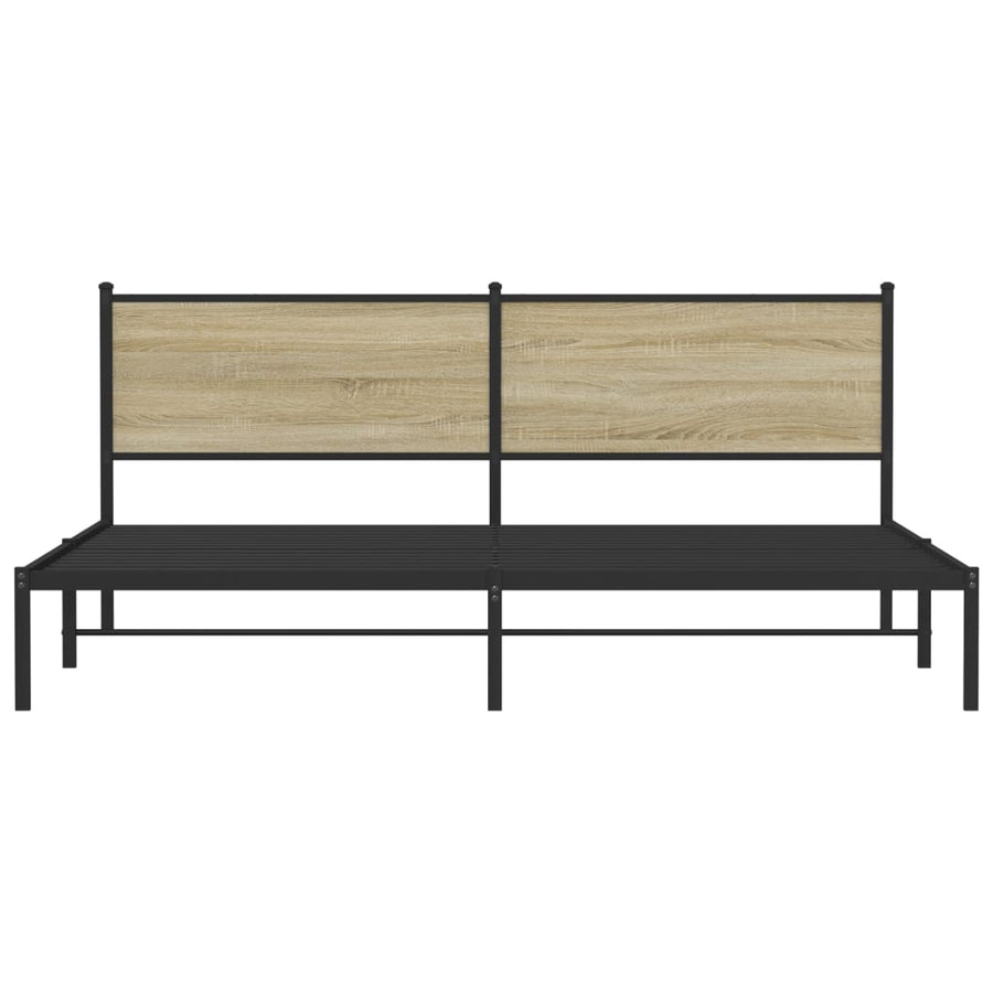 Bedframe met hoofdbord metaal sonoma eikenkleurig 193x203 cm