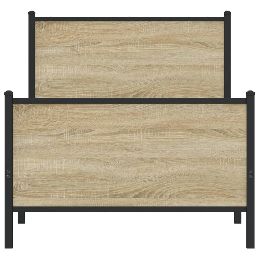 Bedframe hoofd- en voeteneinde metaal sonoma eiken 75x190 cm