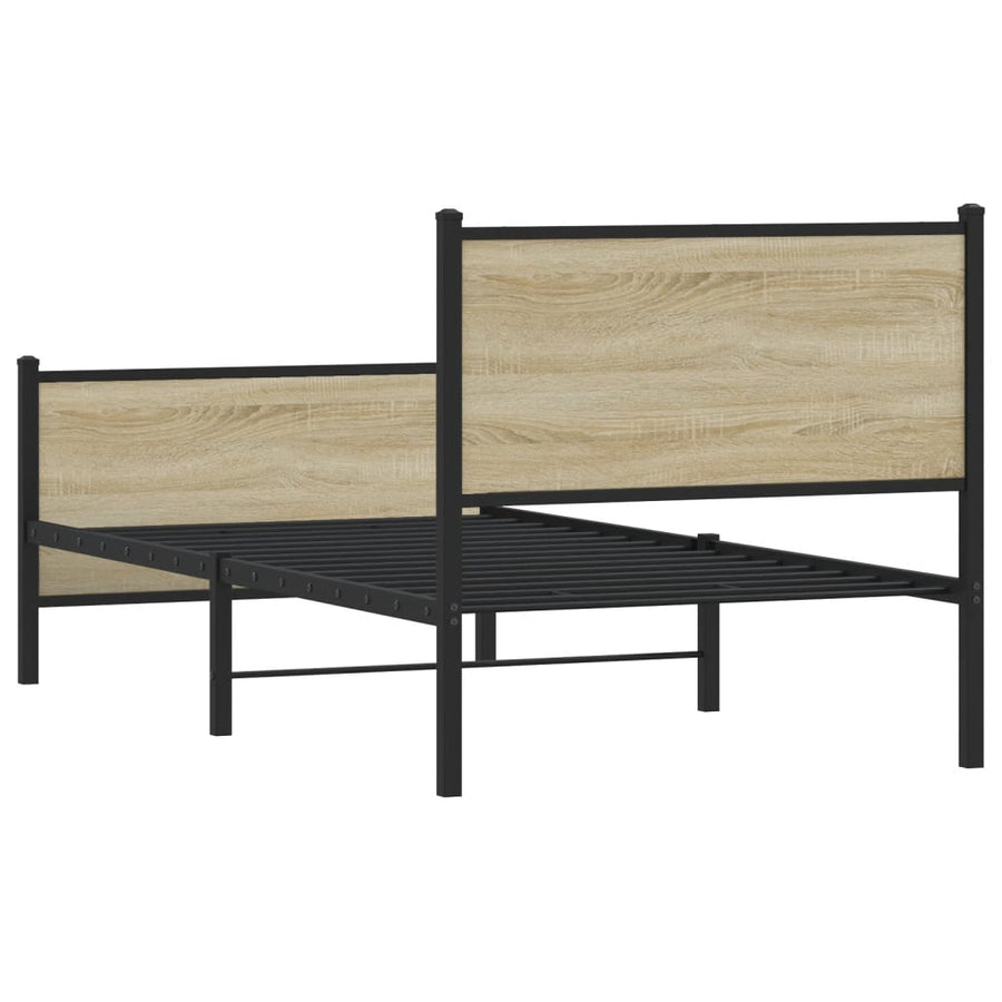 Bedframe hoofd- en voeteneinde metaal sonoma eiken 80x200 cm