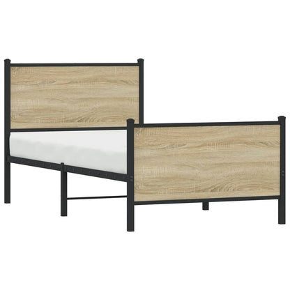 Bedframe hoofd- en voeteneinde metaal sonoma eiken 90x190 cm
