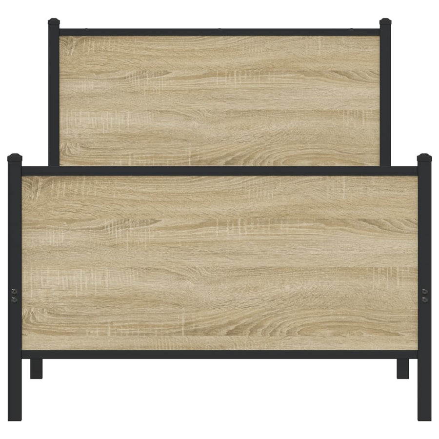 Bedframe hoofd- en voeteneinde metaal sonoma eiken 90x190 cm