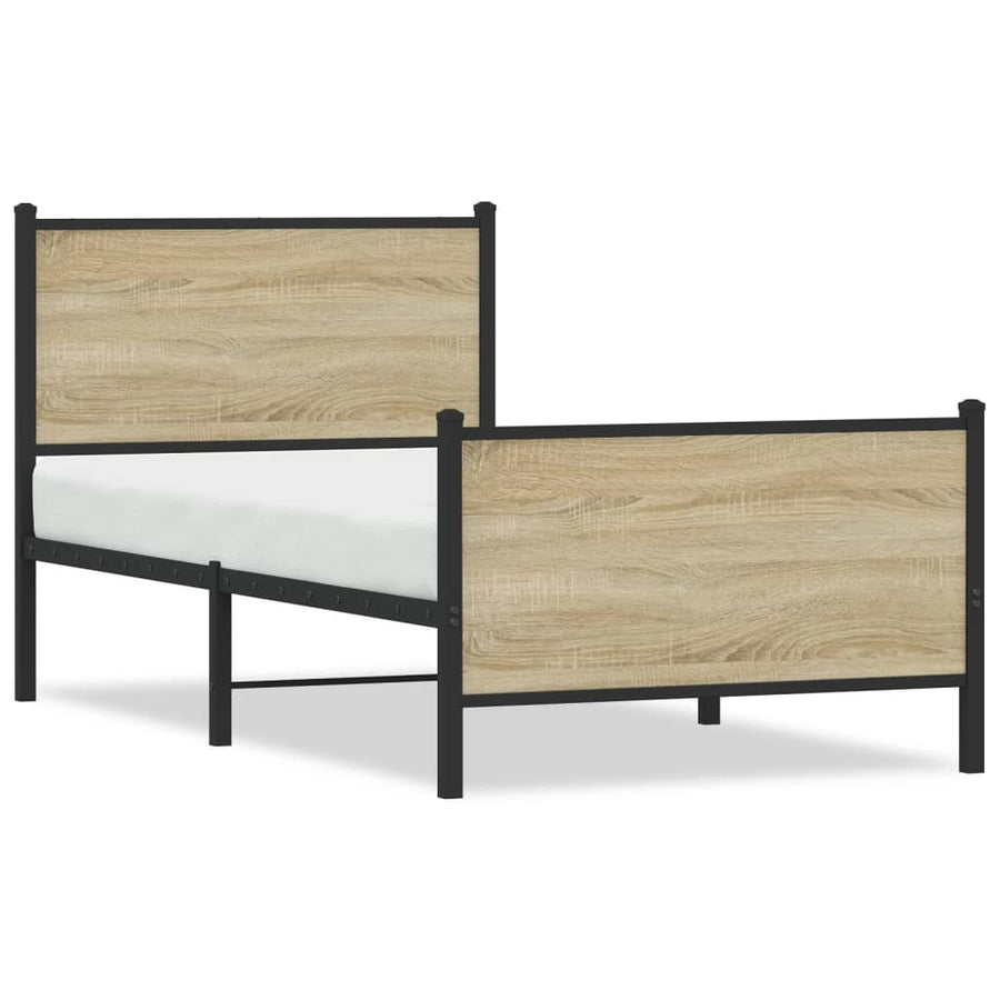 Bedframe hoofd- en voeteneinde metaal sonoma eiken 90x190 cm