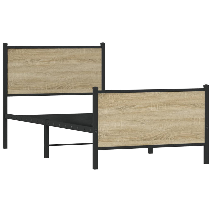 Bedframe hoofd- en voeteneinde metaal sonoma eiken 90x200 cm