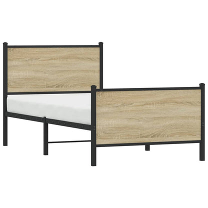Bedframe hoofd- en voeteneinde metaal sonoma eiken 90x200 cm
