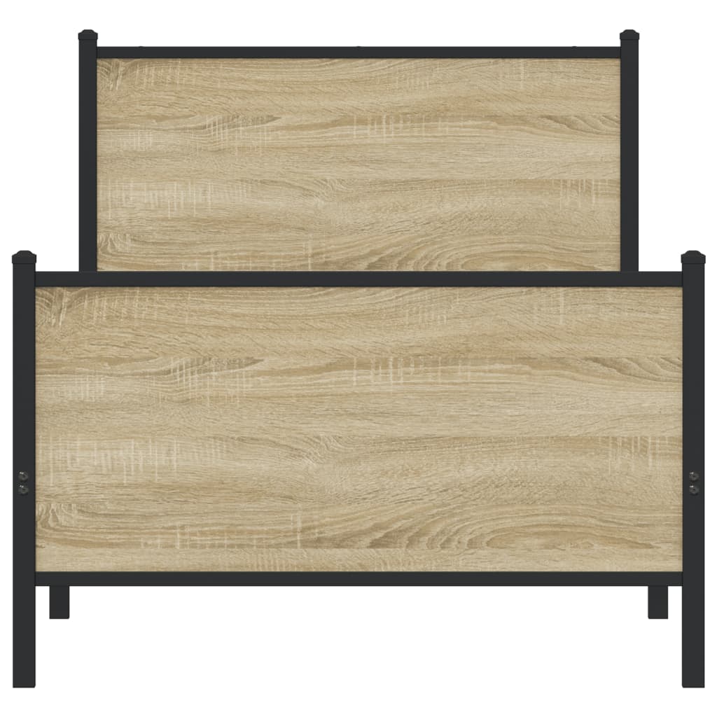Bedframe hoofd- en voeteneinde metaal sonoma eiken 90x200 cm