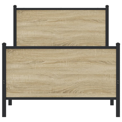 Bedframe hoofd- en voeteneinde metaal sonoma eiken 90x200 cm