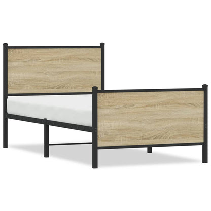 Bedframe hoofd- en voeteneinde metaal sonoma eiken 90x200 cm