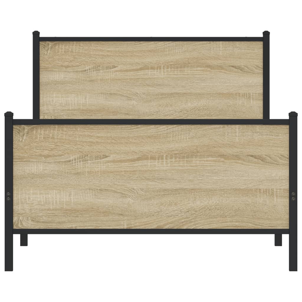 Bedframe hoofd- en voeteneinde metaal sonoma eiken 100x190 cm