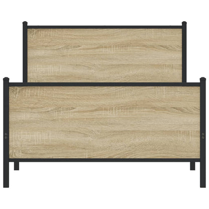 Bedframe hoofd- en voeteneinde metaal sonoma eiken 100x190 cm