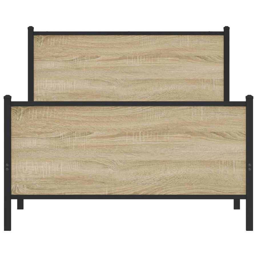 Bedframe hoofd- en voeteneinde metaal sonoma eiken 100x190 cm