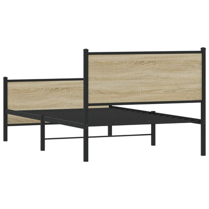 Bedframe hoofd- en voeteneinde metaal sonoma eiken 100x190 cm