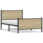 Bedframe hoofd- en voeteneinde metaal sonoma eiken 100x190 cm