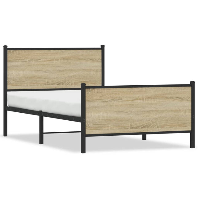 Bedframe hoofd- en voeteneinde metaal sonoma eiken 100x190 cm