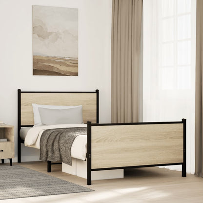 Bedframe hoofd- en voeteneinde metaal sonoma eiken 100x200 cm