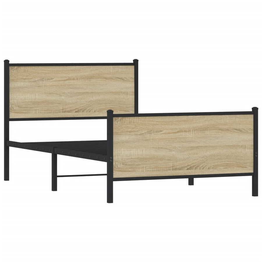 Bedframe hoofd- en voeteneinde metaal sonoma eiken 107x203 cm