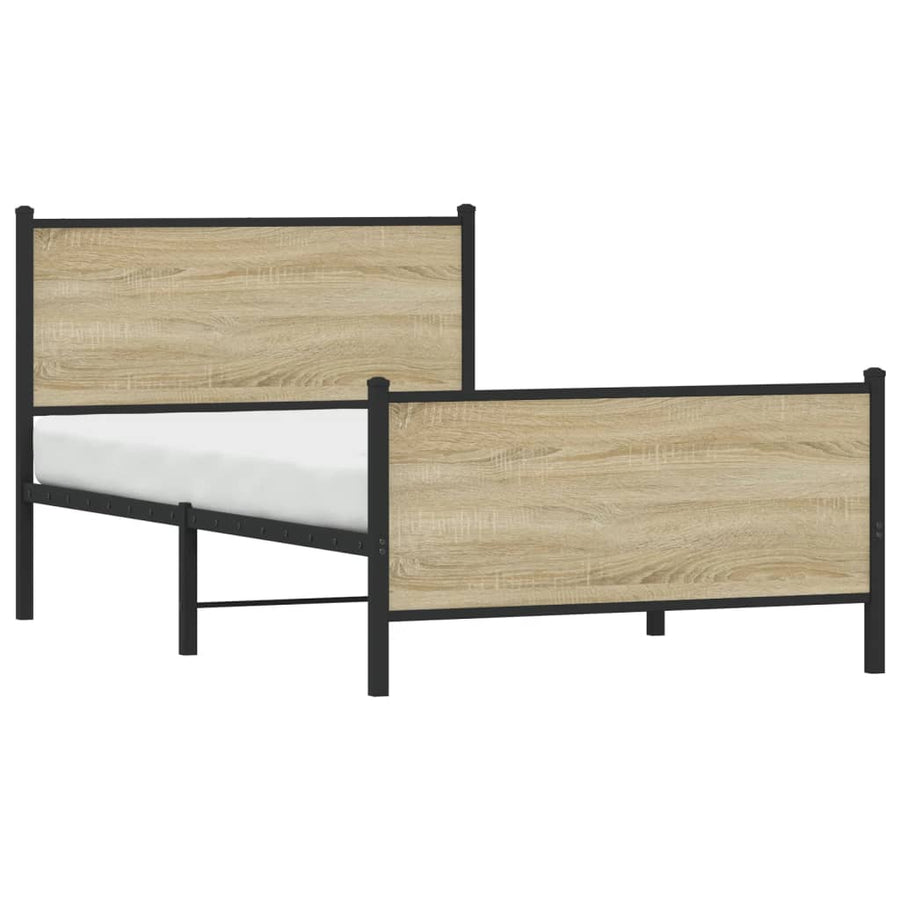Bedframe hoofd- en voeteneinde metaal sonoma eiken 107x203 cm