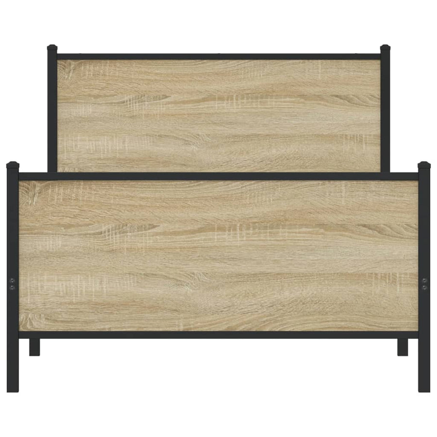 Bedframe hoofd- en voeteneinde metaal sonoma eiken 107x203 cm