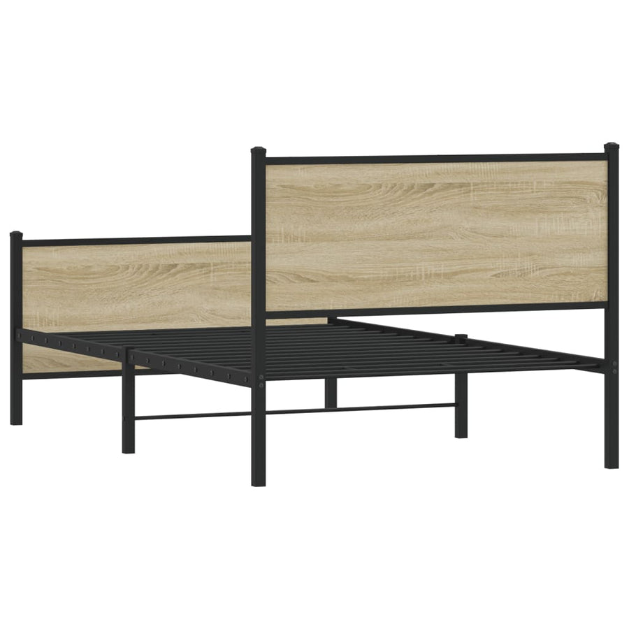 Bedframe hoofd- en voeteneinde metaal sonoma eiken 107x203 cm