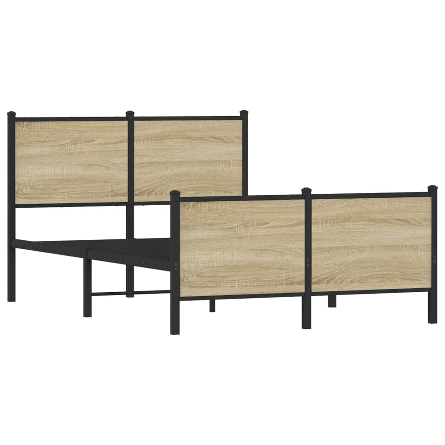 Bedframe hoofd- en voeteneinde metaal sonoma eiken 120x190 cm