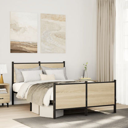 Bedframe hoofd- en voeteneinde metaal sonoma eiken 120x190 cm