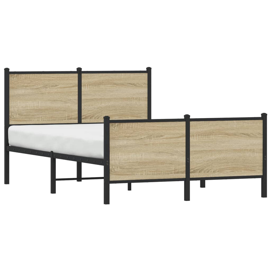 Bedframe hoofd- en voeteneinde metaal sonoma eiken 120x190 cm