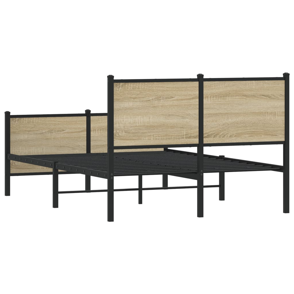 Bedframe hoofd- en voeteneinde metaal sonoma eiken 120x190 cm