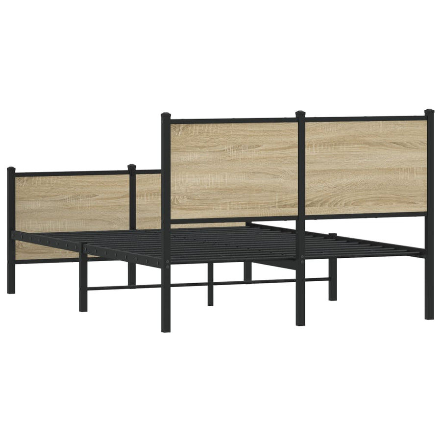 Bedframe hoofd- en voeteneinde metaal sonoma eiken 120x190 cm