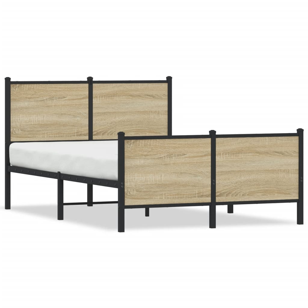 Bedframe hoofd- en voeteneinde metaal sonoma eiken 120x190 cm