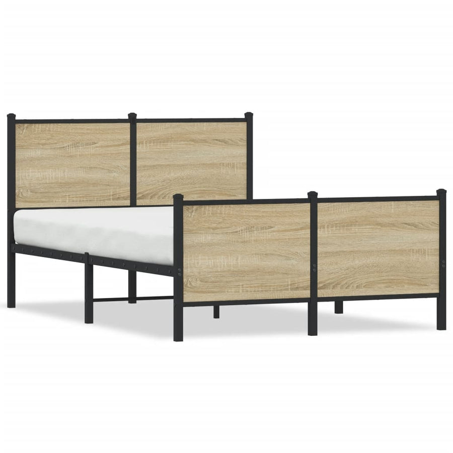 Bedframe hoofd- en voeteneinde metaal sonoma eiken 120x190 cm