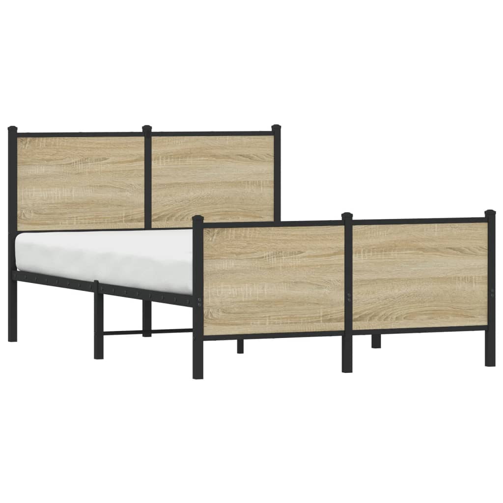 Bedframe hoofd- en voeteneinde metaal sonoma eiken 120x200 cm