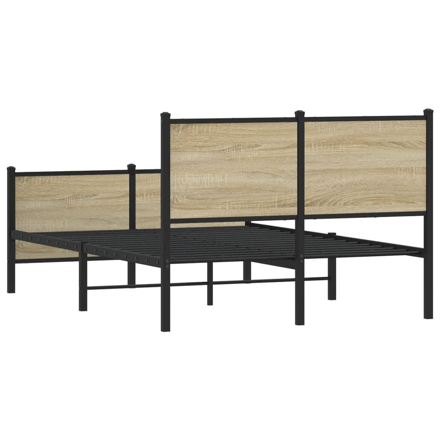 Bedframe hoofd- en voeteneinde metaal sonoma eiken 120x200 cm