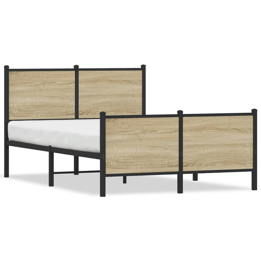 Bedframe hoofd- en voeteneinde metaal sonoma eiken 120x200 cm