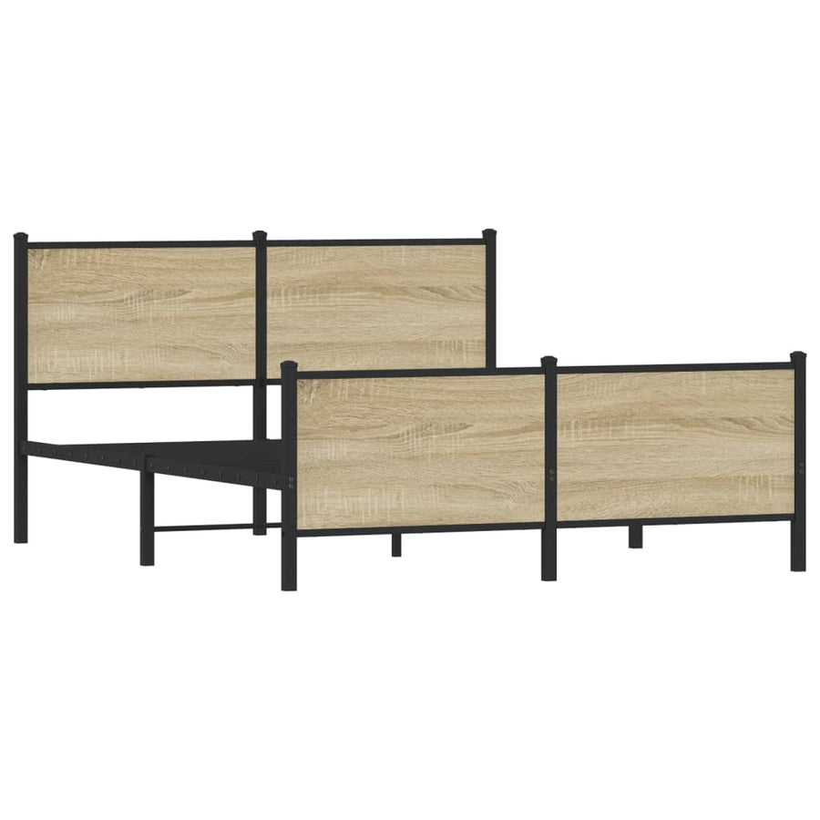 Bedframe hoofd- en voeteneinde metaal sonoma eiken 137x190 cm