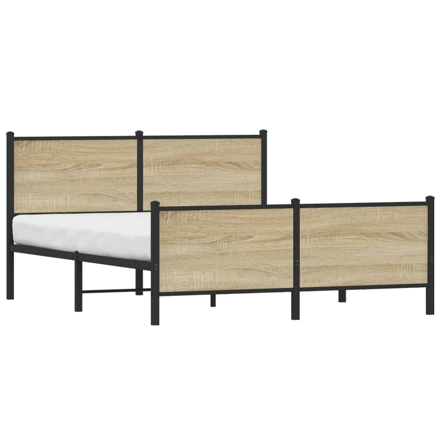 Bedframe hoofd- en voeteneinde metaal sonoma eiken 137x190 cm