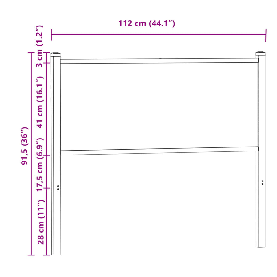 Hoofdbord 107 cm bewerkt hout en staal sonoma eikenkleurig