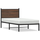 Bed frame without mattress metal brown oak-coloured 90x190 cm