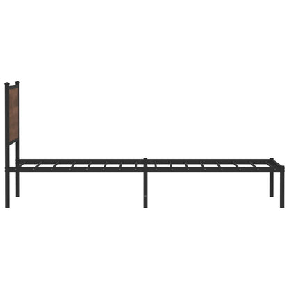 Bedframe met hoofdbord metaal bruin eikenkleurig 100x190 cm
