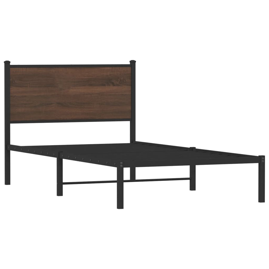 Bedframe met hoofdbord metaal bruin eikenkleurig 100x200 cm