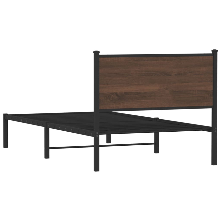 Bedframe met hoofdbord metaal bruin eikenkleurig 100x200 cm