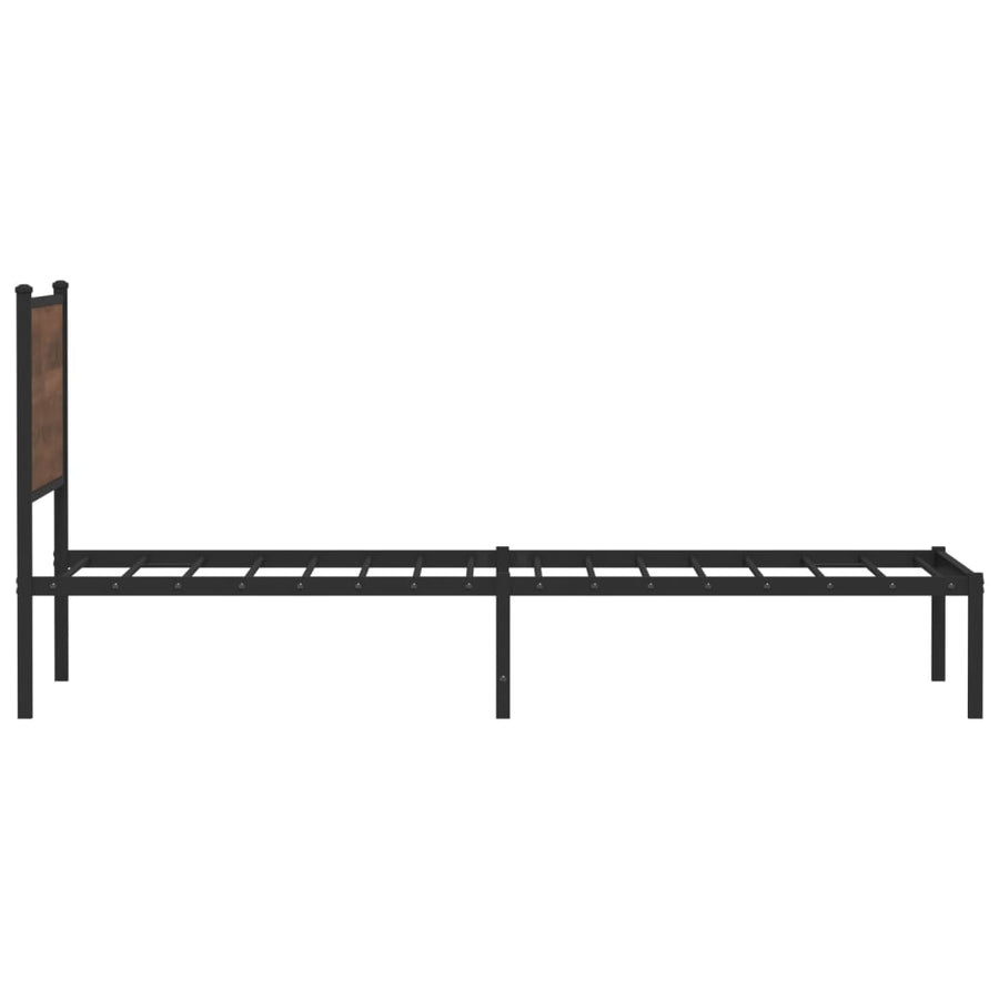 Bedframe met hoofdbord metaal bruin eikenkleurig 107x203 cm
