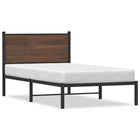 Bed frame without mattress metal brown oak-colored 107x203 cm