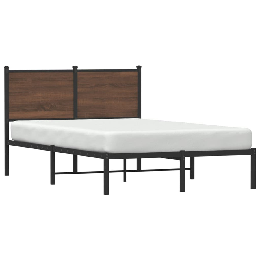 Bedframe met hoofdbord metaal bruin eikenkleurig 120x190 cm