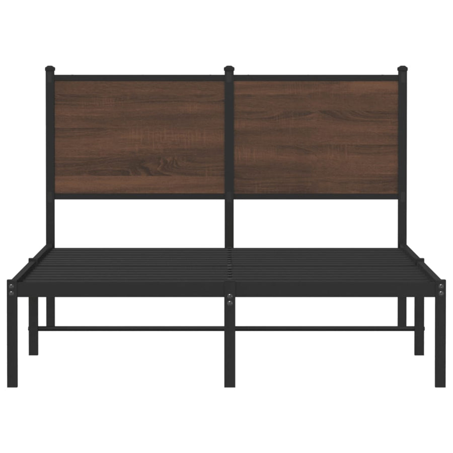 Bedframe met hoofdbord metaal bruin eikenkleurig 120x190 cm
