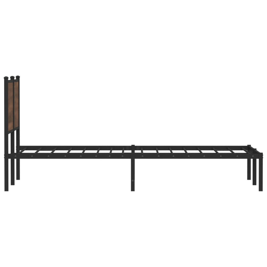 Bedframe met hoofdbord metaal bruin eikenkleurig 120x190 cm